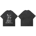 Funny Black Doberman Dog Graphic Oversized T-Shirt — fabric close-up