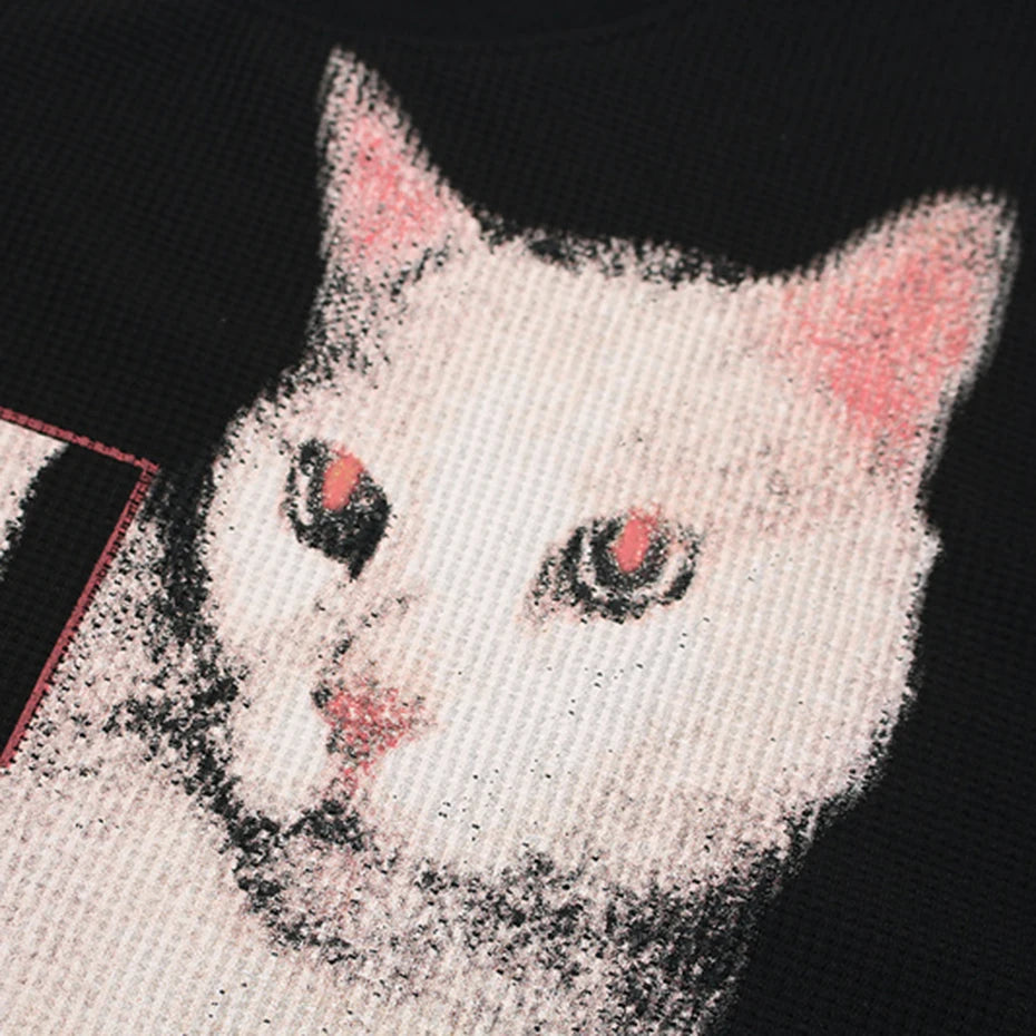 Cats Graphic Oversized Long Sleeve Tee — detail shot