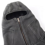 Vintage Mask Zip Oversized Coat — back view
