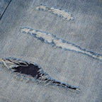 Vintage Blue Ripped Loose Denim Shorts — fit shot
