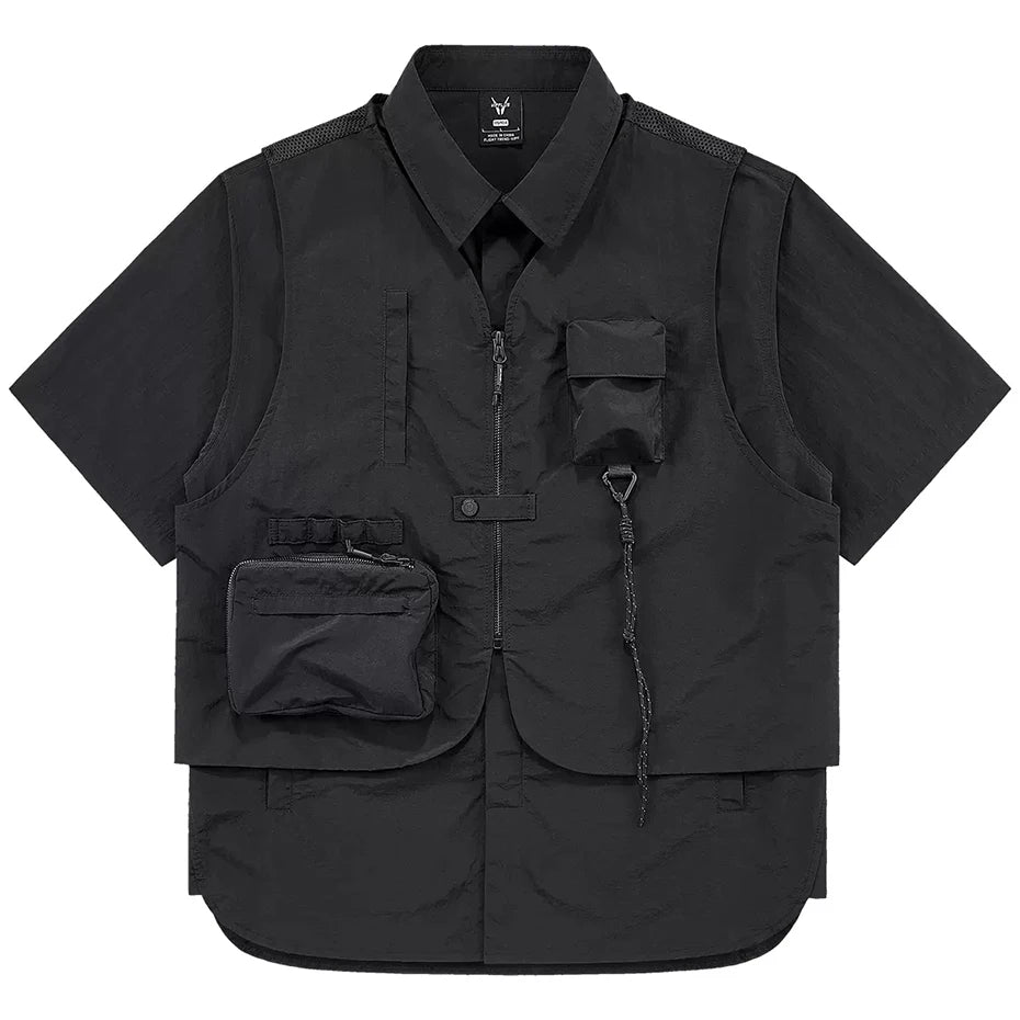 Multi Pocket Cargo Shirt & Vest Set — styling shot