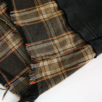 Y2K Plaid Spliced Oversized Hoodie — fabric close-up