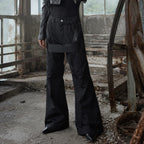 Red Spliced Flare Pants — back view