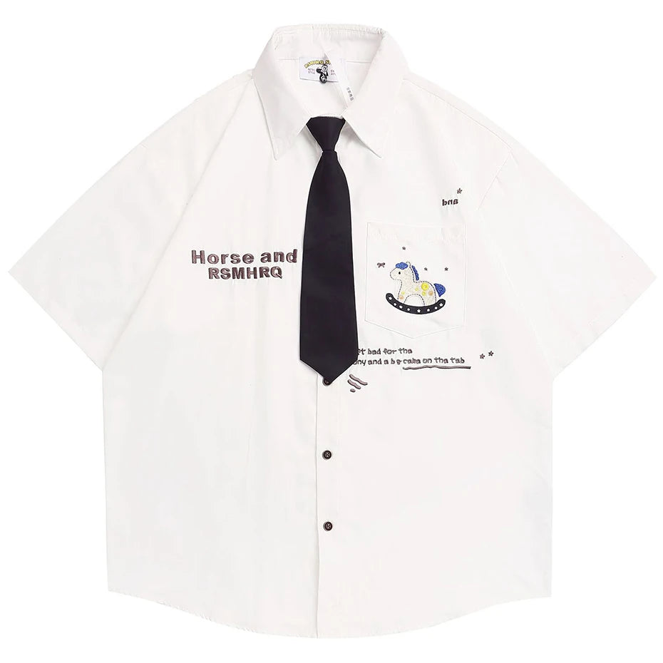 Vintage Cartoon Embroidered Shirt — back view