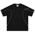 Vintage Striped Suede Oversized T-Shirt — back view