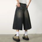 Vintage Wide Leg Denim Shorts — fit shot
