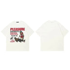 Vintage Beige Cartoon Graphic T-Shirt — fabric close-up