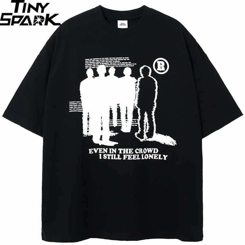 Black Lonely Shadow Graphic T-Shirt — detail shot