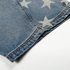 Vintage Star Graphic Denim Baggy Jeans — fabric close-up