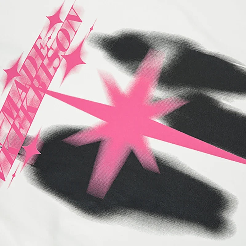 Black Star Shadow Graphic Oversized T-Shirt — fabric close-up
