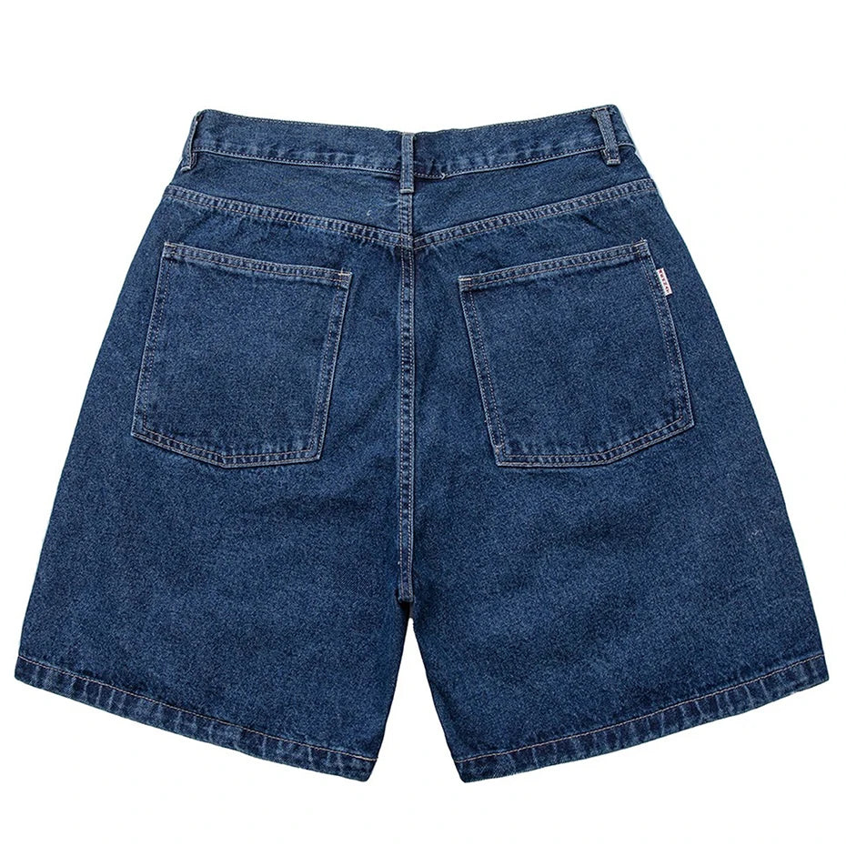 Y2K Blue Loose Denim Shorts — front view