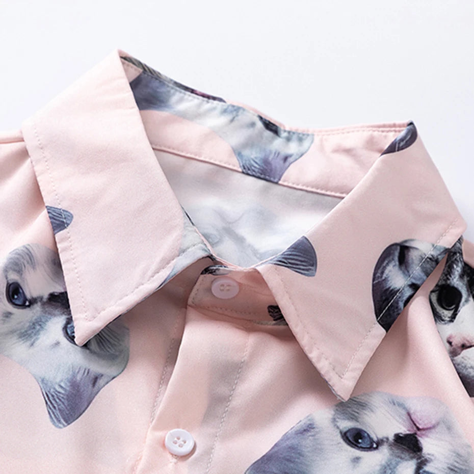 Cat Graphic Oversized Shirt — back view