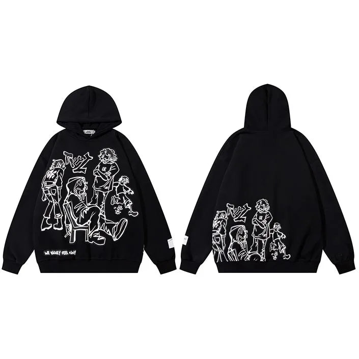 Pink Cartoon Anime Graphic Hoodie — styling shot