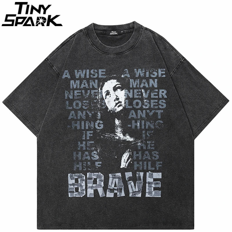 Letters Retro Black Washed T-Shirt — front view