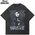 Letters Retro Black Washed T-Shirt — front view