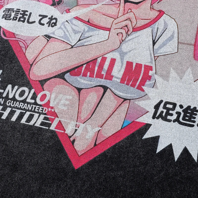 Anime Cartoon Graphic Loose T-Shirt — detail shot