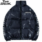Bear Print Puffer Jacket — back view