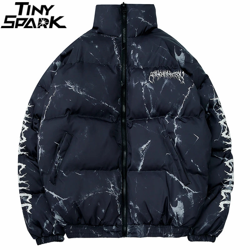 Bear Print Puffer Jacket — back view