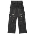 Black Patchwork Denim Baggy Jeans — styling shot