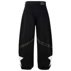 Punk Star Patchwork Denim Baggy Jeans — back view