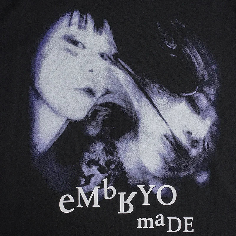 Black Illusion Girl Letter Print T-Shirt — detail shot
