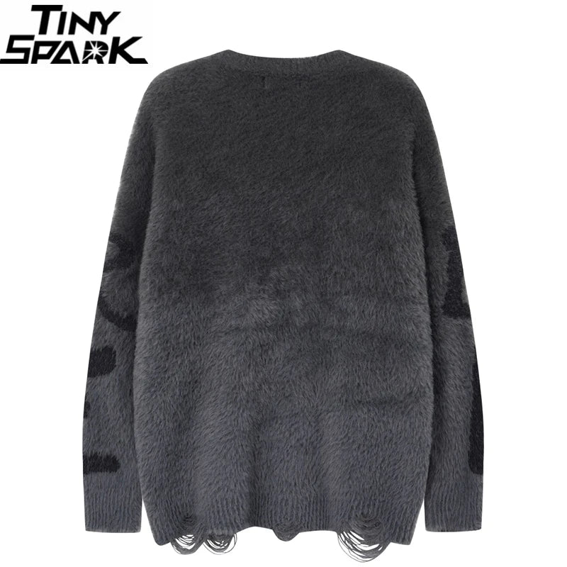 Y2K Gradient Graphic Knit Sweater — fit shot