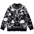Goth Skull Car Graphic Knit Oversized Sweater — front view