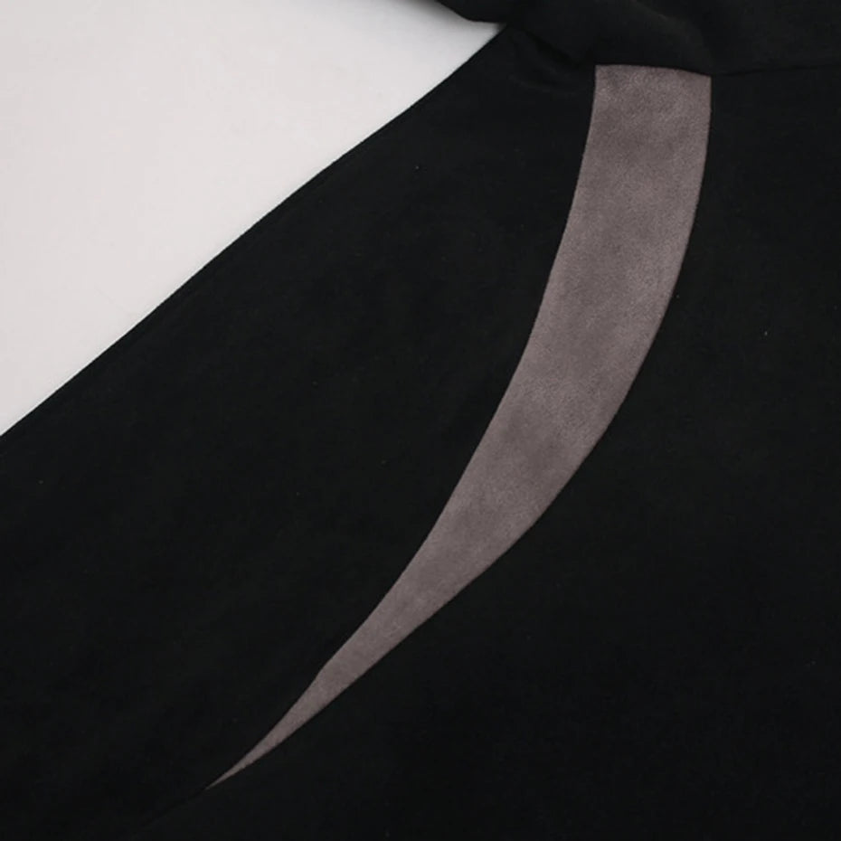 Vintage Patchwork Suede Oversized T-Shirt — fabric close-up