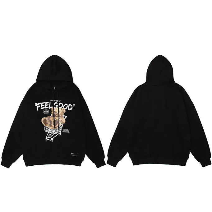 Bear Letter Print Hoodie — fit shot