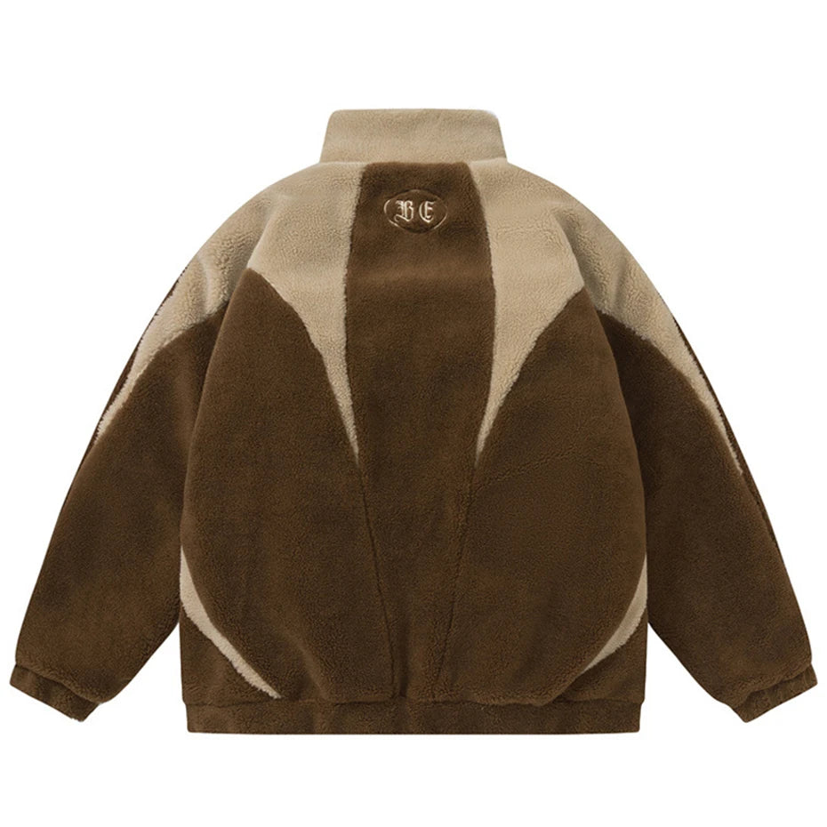 Vintage Color Block Fleece Puffer Jacket — detail shot