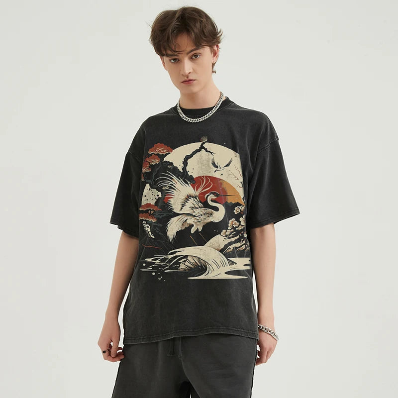 Retro Sun Graphic Oversized T-Shirt — back view