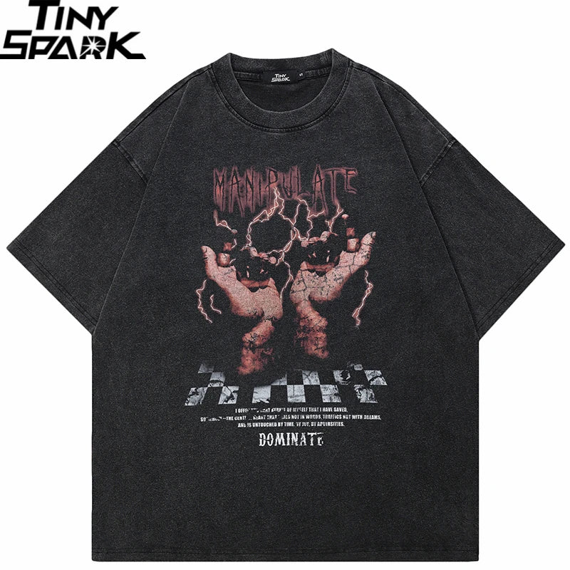 Manipulator Retro Black Washed T-Shirt — front view