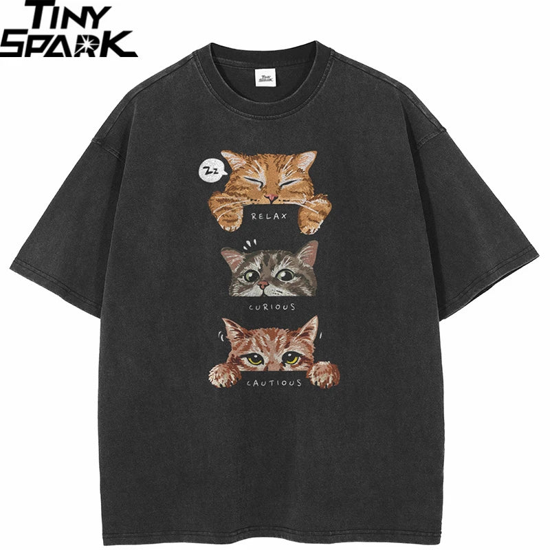 Letter Cartoon Cat Graphic T-Shirt — detail shot