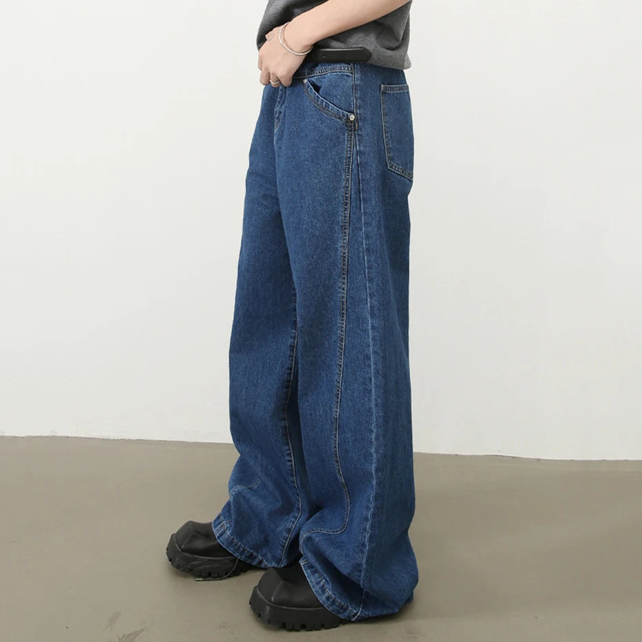 Blue Denim Straight Jeans — front view