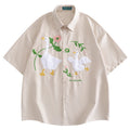 Blue Flower Embroidered Shirt — back view