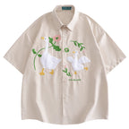 Blue Flower Embroidered Shirt — back view