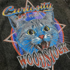 Retro Cat Print Oversized T-Shirt — front view