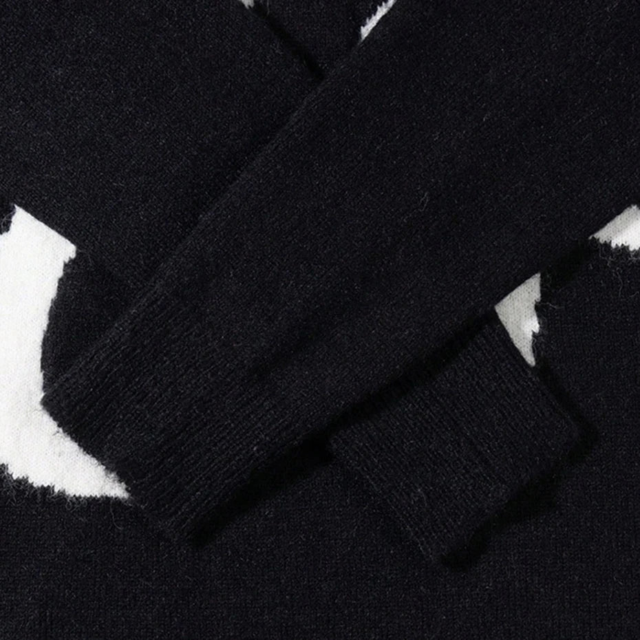 Sweaters Y2K Star Graphic Knit Oversized Sweater — fabric close-up