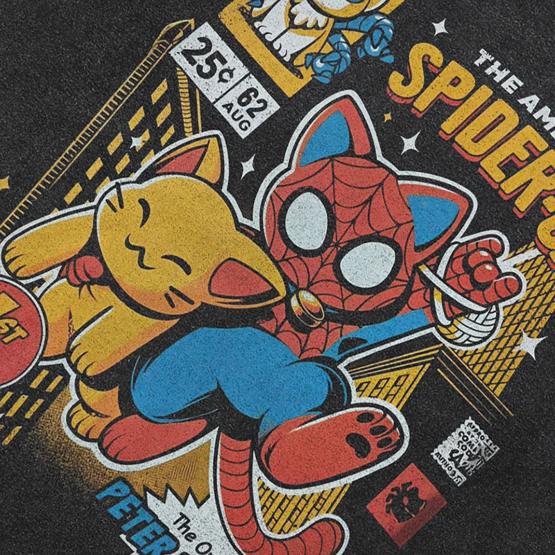 Spider Cat Graphic T-Shirt — front view