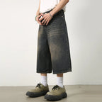 Vintage Wide Leg Denim Shorts — back view