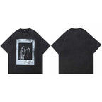 Retro Vintage Black Washed T-Shirt — fabric close-up