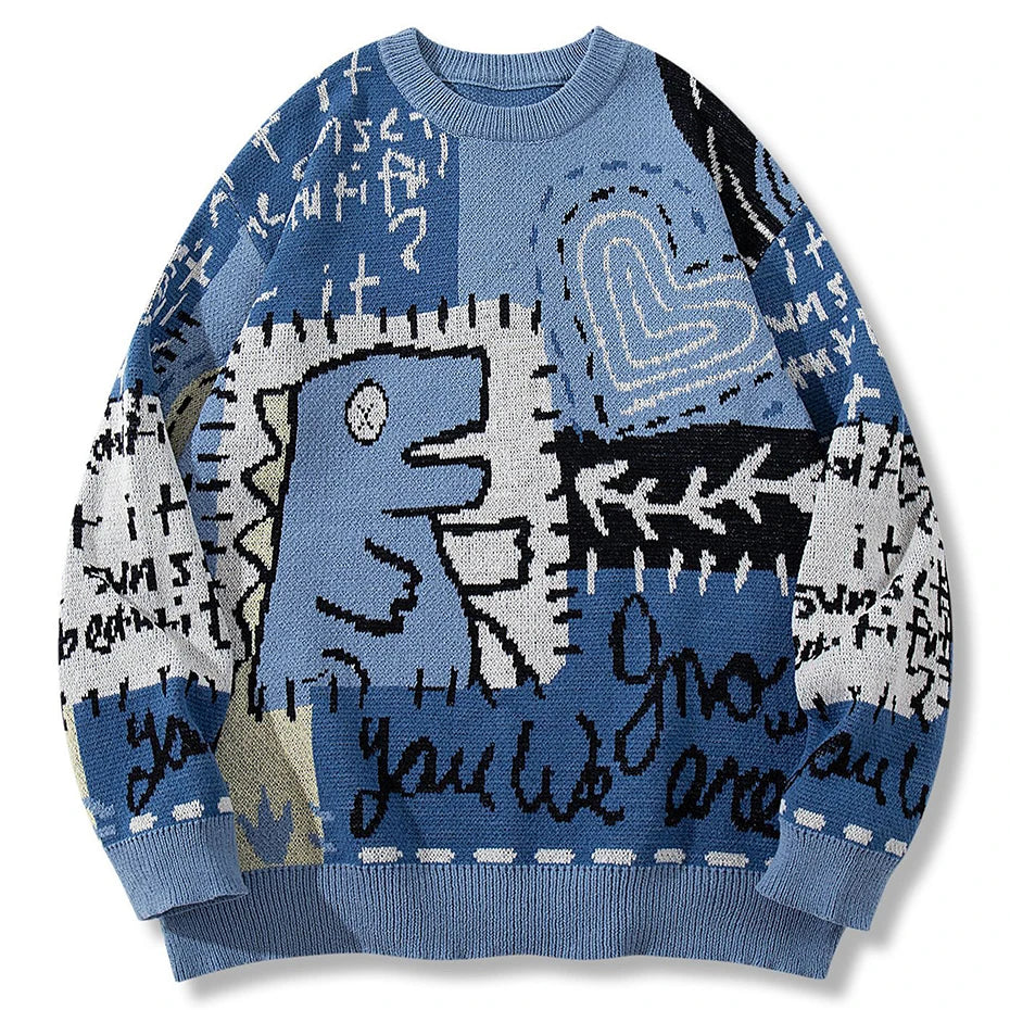 Sweaters Y2K Graphic Knit Oversized Sweater — styling shot