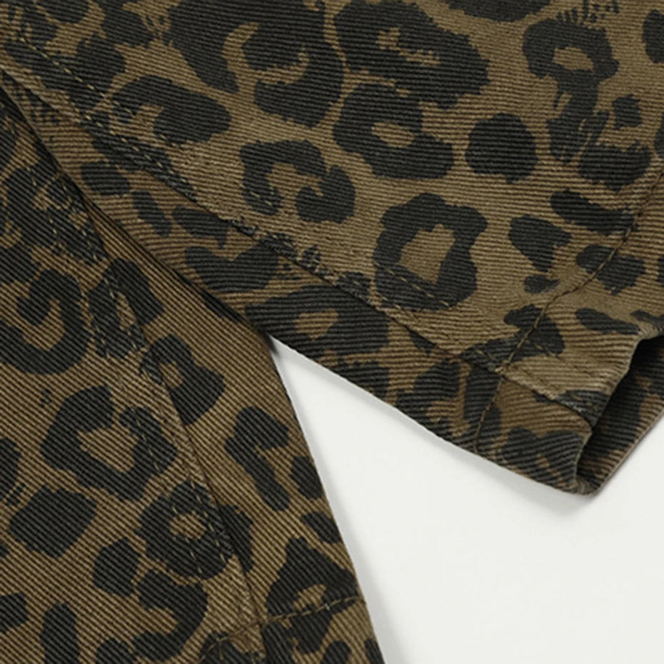 Vintage Leopard Loose Denim Shorts — fit shot