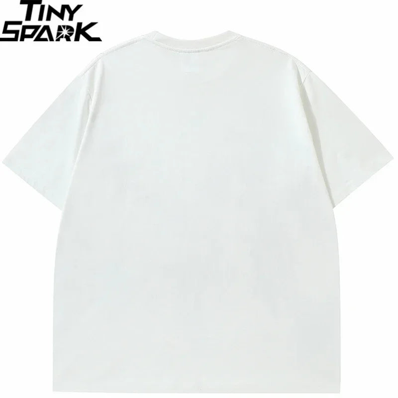 Y2K Black Anime Cartoon Graphic T-Shirt — fit shot