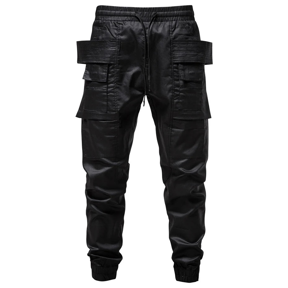 Punk Black Cargo Pants — front view