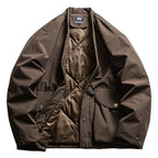 White Padded Oversized Puffer Jacket — back view