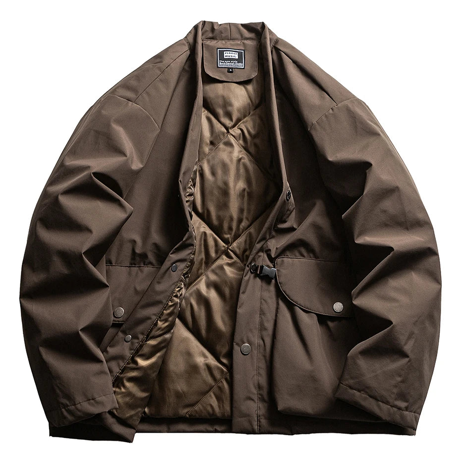 White Padded Oversized Puffer Jacket — back view