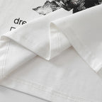 Y2K Flower Graphic Oversized Long Sleeve Tee — fabric close-up