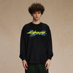 Devil Black Anime Cartoon Graphic Long Sleeve Tee — front view