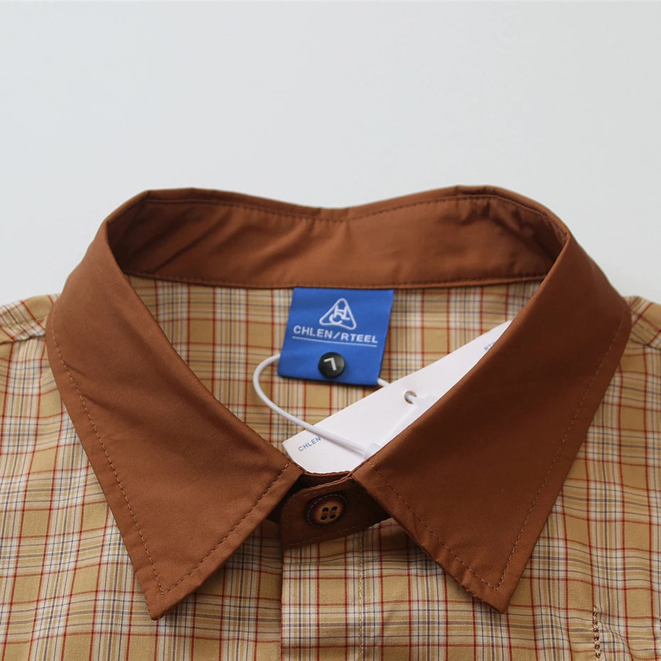 Vintage Cat Plaid Graphic Loose Shirt — back view
